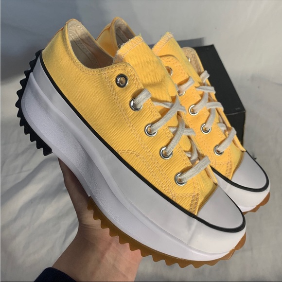 Converse Run Star Hike Ox Citron Yellow White Black Platform Shoes Womans 5.5 - Picture 3 of 8